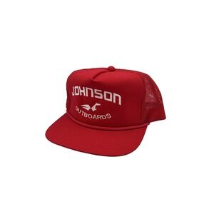 Johnson Outboards Trucker Hat Red One Size Mens Adjustable Snapback Mesh